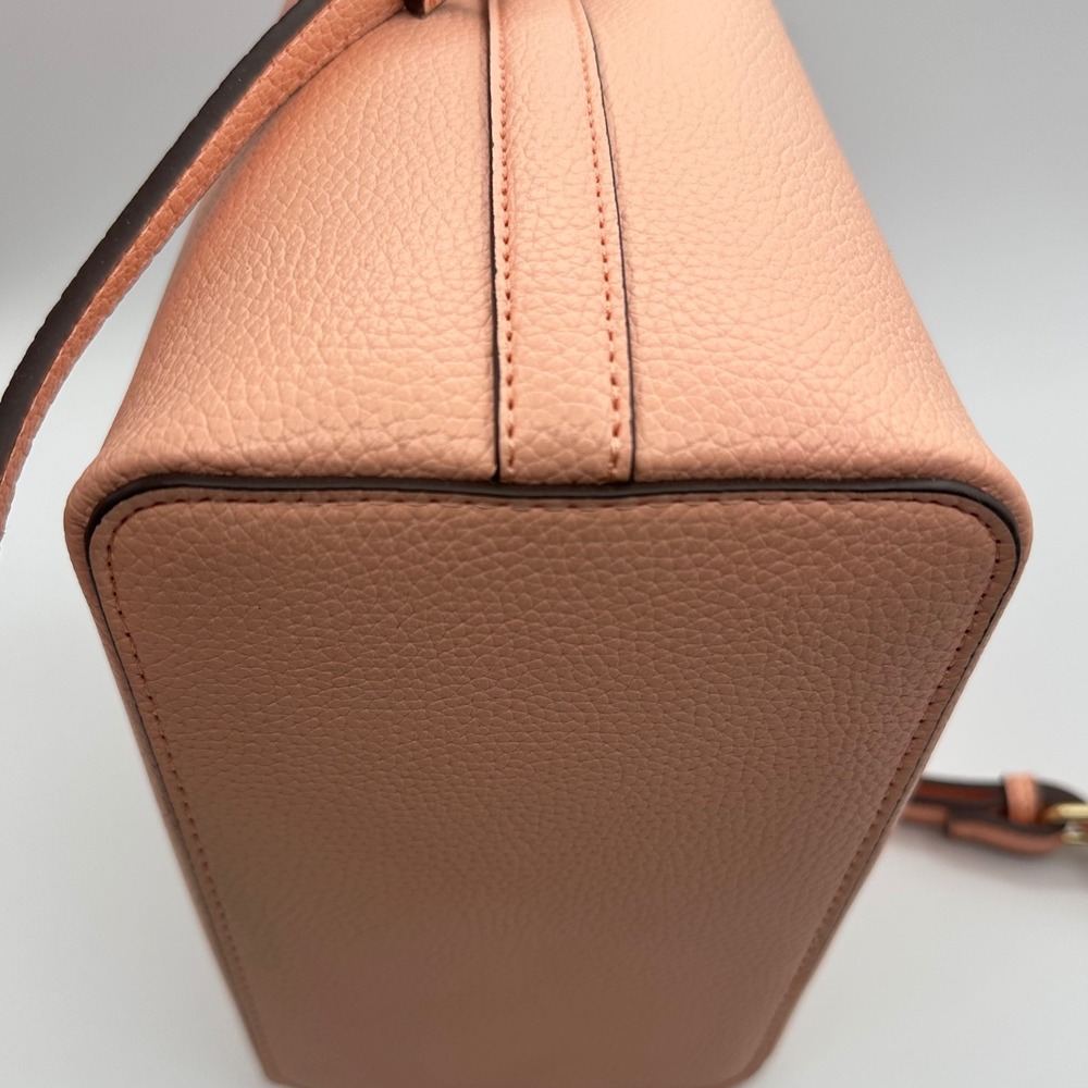 Nanette Lepore Pink Pebble‎ Bow Bucket Bag Crossbody Handbag Preppy Vegan Retro - Picture 14 of 16